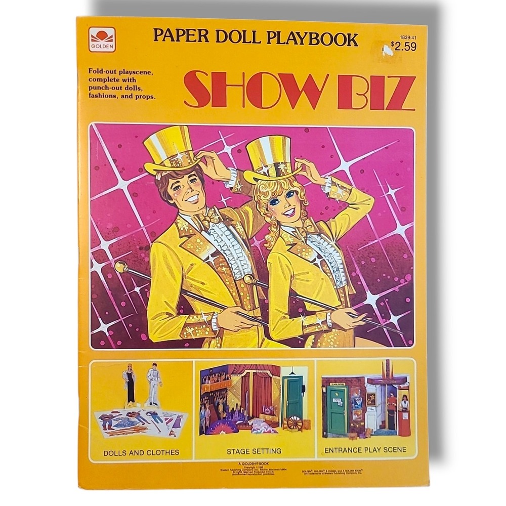 Show Biz Paper Doll Playbook Golden 1983 Uncut‎ Dolls Clothes Play Scene